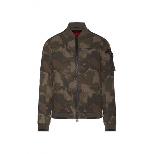 Bomber jacket with camouflage print