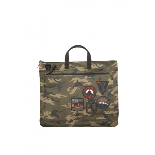 Camouflage helmet bag with patch
