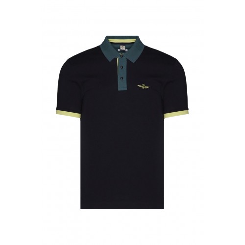 Contrast color piqu polo shirt