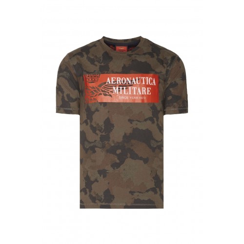 Camouflage t-shirt with logo print