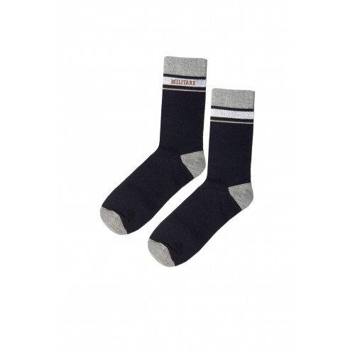 Cotton socks with tricolor stripe