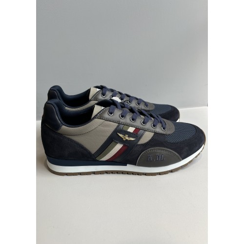 Leather and nylon sneakers with tricolor